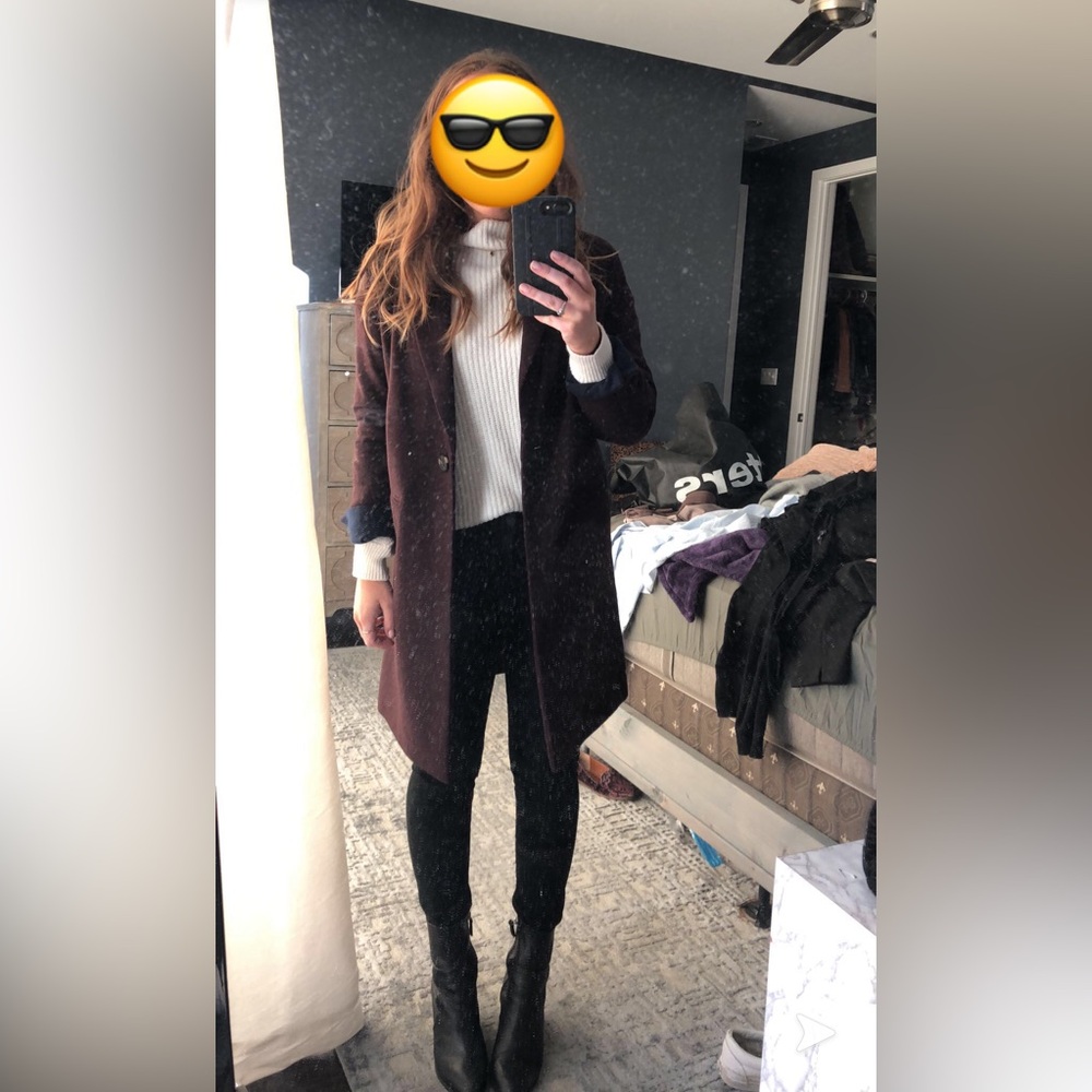 Burgundy Ox Blood Wool Blend Coat